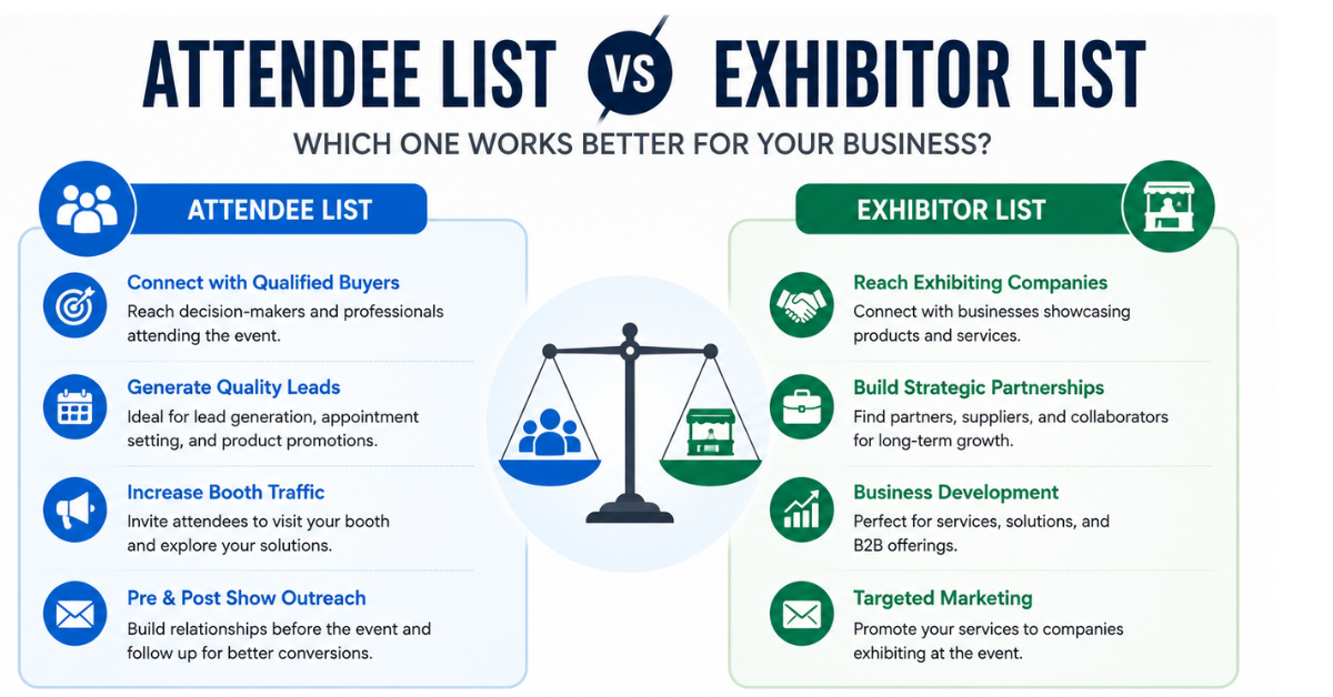 Attendee List vs Exhibitor List – Which One Works Better for Your Business | ExpoLake
